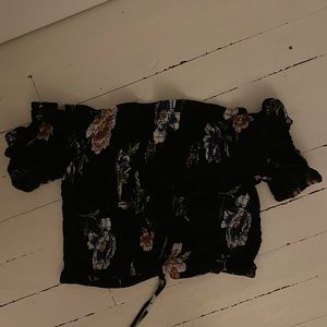 Black floral off the shoulder top!